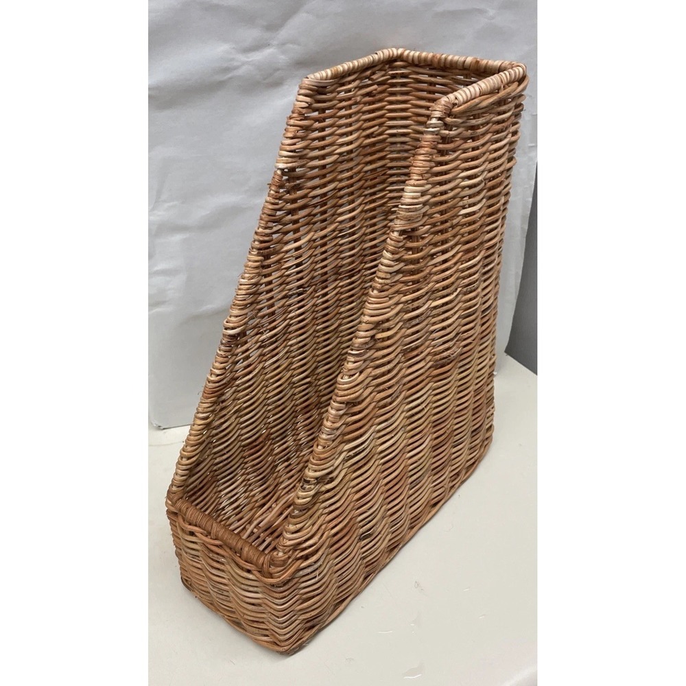 Vtg IKEA Wicker Magazine Holder Basket  Storage Bin